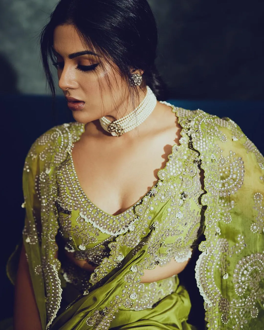 TELUGU ACTRESS SAMYUKTHA MENON PHOTOSHOOT IN GREEN LEHENGA CHOLI 2